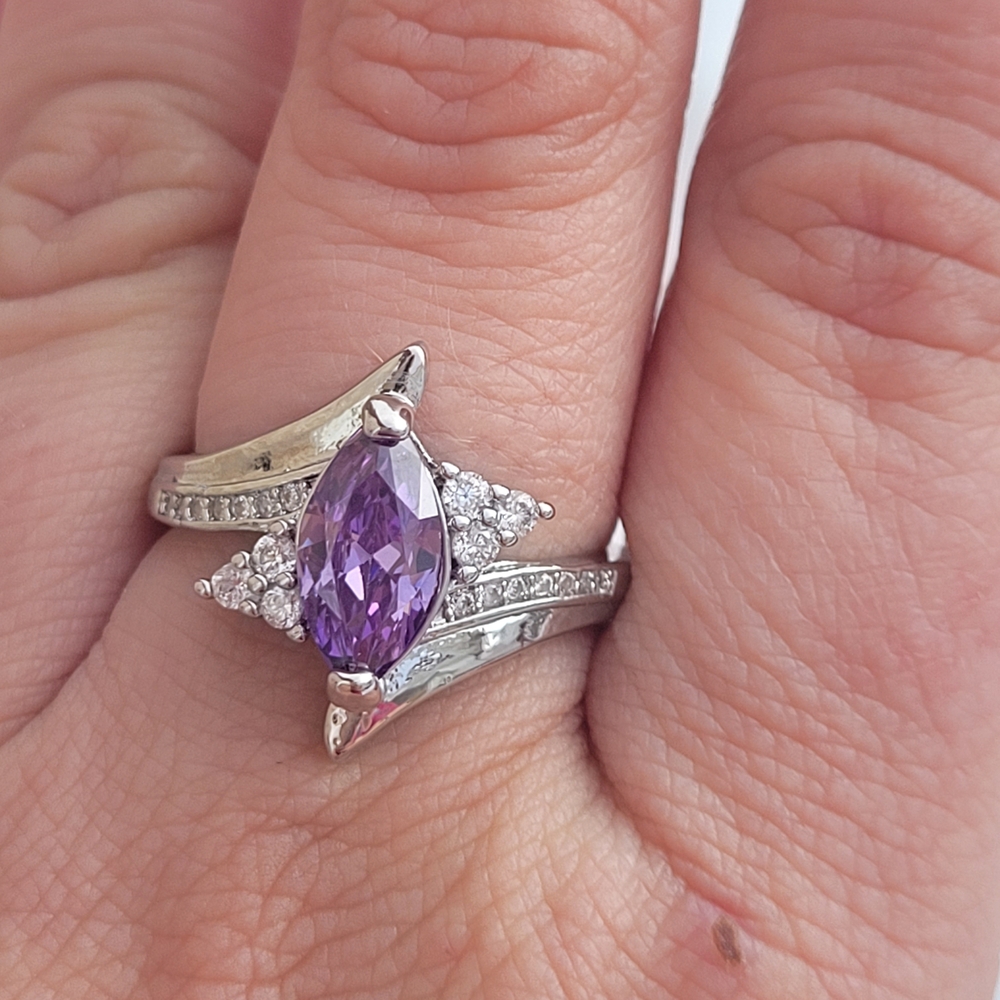 Purple and S925 Silver Ring